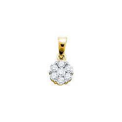 0.25 CTW Natural Diamond Flower Cluster Pendant 14K Yellow Gold