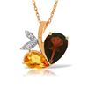 Genuine 5.06 ctw Garnet, Citrine & Diamond Necklace Jewelry 14KT Rose Gold - REF-61H5X