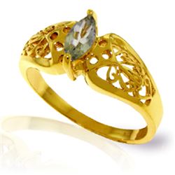 Genuine 0.20 CTW Green Amethyst Ring Jewelry 14KT Yellow Gold - REF-47H2X