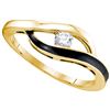 0.12 CTW Natural Diamond Solitaire Black-tone Promise Bridal Ring 10K Yellow Gold
