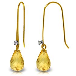 Genuine 1.38 ctw Citrine & Diamond Earrings Jewelry 14KT Yellow Gold - REF-14F6Z