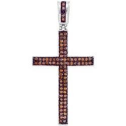 0.25 CTW Red Colored Diamond Christian Cross Pendant 10K Rose Gold