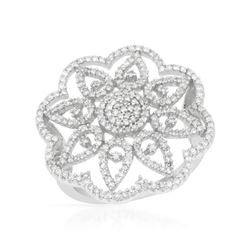 Genuine 0.86 TCW 14K White Gold Ladies Ring - REF-84F3M