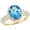 Natural 2.56 ctw Swiss-blue-topaz & Diamond Engagement Ring 14K Yellow Gold - REF-42H2W