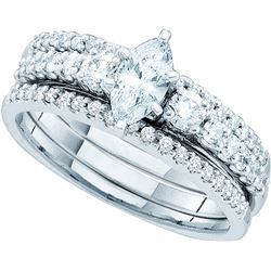 1 CTW Marquise Solitaire Diamond 3-piece Bridal Ring 14K White Gold