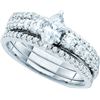 1 CTW Marquise Solitaire Diamond 3-piece Bridal Ring 14K White Gold