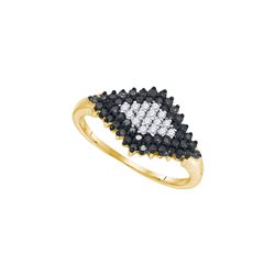 0.5 CTW Black Colored Diamond Cluster Ring 10K Yellow Gold