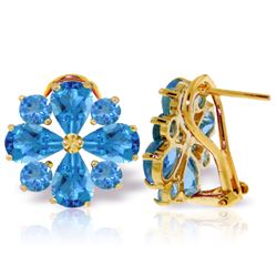 Genuine 4.85 ctw Blue Topaz Earrings Jewelry 14KT Yellow Gold - REF-58R4P