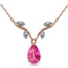 Genuine 1.52 ctw Pink Topaz & Diamond Necklace Jewelry 14KT Rose Gold - REF-31T2A