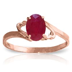 Genuine 1.15 ctw Ruby Ring Jewelry 14KT Rose Gold - REF-24A5K