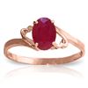 Genuine 1.15 ctw Ruby Ring Jewelry 14KT Rose Gold - REF-24A5K