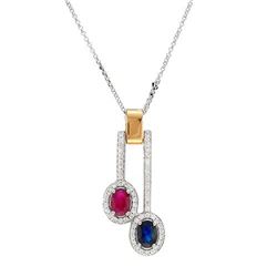 18KWhite Gold 2.21CTW Sapphire & Diamond Necklace - REF-133N8A