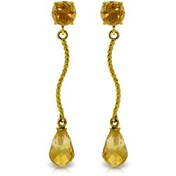 Genuine 4.3 ctw Citrine Earrings Jewelry 14KT Yellow Gold - REF-23T5A