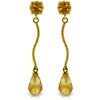 Genuine 4.3 ctw Citrine Earrings Jewelry 14KT Yellow Gold - REF-23T5A