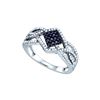 Image 1 : 0.35 CTW Black Colored Diamond Square Cluster Ring 10K White Gold