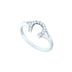 0.1 CTW Pave-set Natural Diamond Horseshoe Lucky Ring 10K White Gold