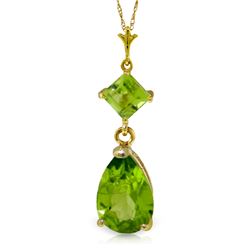 Genuine 2 ctw Peridot Necklace Jewelry 14KT Yellow Gold - REF-24X3M