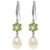 Image 1 : Genuine 9.01 ctw Peridot, Pearl & Diamond Earrings Jewelry 14KT White Gold - REF-44V3W