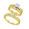 Image 1 : 0.14 CTW His & Hers Natural Diamond Matching Bridal Ring 10K Yellow Gold