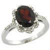 Image 1 : Natural 1.85 ctw Garnet & Diamond Engagement Ring 14K White Gold - REF-39R4Z