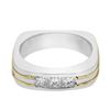 Image 1 : Gents Euro Shank Ring w/ Princess Diamonds in 14K Two Tone Gold - REF-266F6M