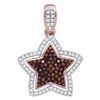 Image 1 : 0.28 CTW Red Colored Diamond Star Pendant 10K Rose Gold