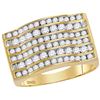 Image 1 : 1.80 CTW Mens Natural Diamond Rectangle Channel-set Cluster Domed Ring 10K Yellow Gold