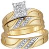 Image 1 : 0.35 CTW Natural Diamond Cluster Matching Trio His & Hers Ring 10K Yellow Gold