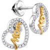 Image 1 : 0.3 CTW Natural Diamond Heart Mom Love Earrings 10K Multi-Tone Gold
