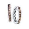 Image 1 : 1.01 CTW Cognac-brown Colored Diamond Hoop Earrings 14K White Gold