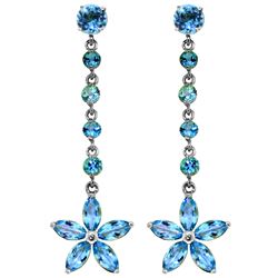 Genuine 4.8 ctw Blue Topaz Earrings Jewelry 14KT White Gold - REF-56P8H