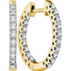 0.32 CTW Natural Diamond Hoop Earrings 10K Yellow Gold