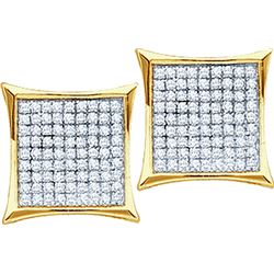 0.5 CTW Natural Diamond Square Kite Cluster Earrings 10K Yellow Gold