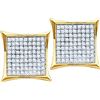 Image 1 : 0.5 CTW Natural Diamond Square Kite Cluster Earrings 10K Yellow Gold