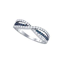 0.49 CTW Blue Colored Diamond Band 14K White Gold