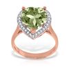 Genuine 3.24 ctw Green Amethyst & Diamond Ring Jewelry 14KT Rose Gold - REF-66T9A