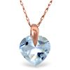 Genuine 1.15 ctw Aquamarine Necklace Jewelry 14KT Rose Gold - REF-16F6Z