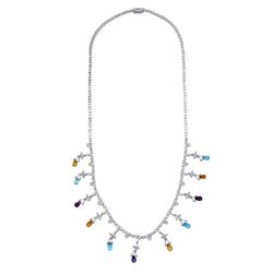 14KGold 5.07CTW Topaz, Diamond & Citrine Necklace - REF-191M6F