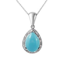 14K White Gold 9.27CTW Turquoise Necklaces - REF-68K2R