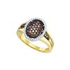 Image 1 : 0.5 CTW Cognac-brown Colored Diamond Oval Cluster Ring 10K Yellow Gold