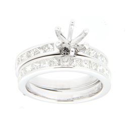 14K White Gold 1.86CTW Diamond Wedding Ring Set - REF-296Y5X