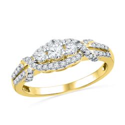 0.5 CTW Natural Diamond 3-stone Bridal Engagement Ring 10K Yellow Gold