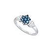 0.35 CTW Blue Colored Diamond Cluster Ring 10K White Gold