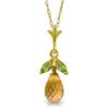 Genuine 1.70 ctw Citrine & Peridot Necklace Jewelry 14KT Yellow Gold - REF-16M3T