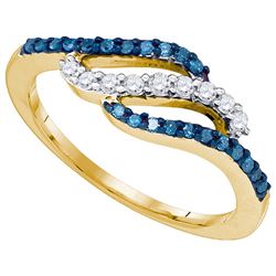 0.33 CTW Blue Colored Diamond Band 10K Yellow Gold