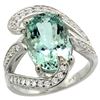 Natural 6.24 ctw aquamarine & Diamond Engagement Ring 14K White Gold - REF-164W7K