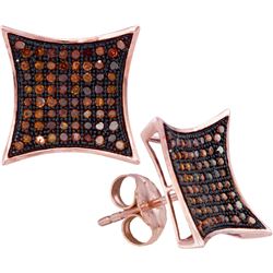 0.4 CTW Red Colored Diamond Kite Cluster Earrings 10K Rose Gold