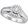 0.5 CTW Natural Diamond Halo Bridal Engagement Ring 10K White Gold