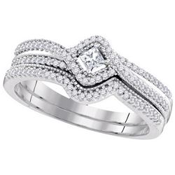 0.33 CTW Natural Princess Diamond Bridal Engagement Ring 10K White Gold