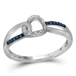 0.11 CTW Black Colored Diamond Heart Love Ring 10K White Gold